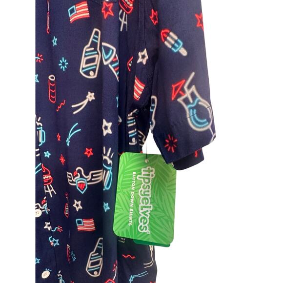 Tipsy Elves Men’s 4XL Button Down Shirt Patriotic America BBQ Party USA NWT - Picture 6 of 8